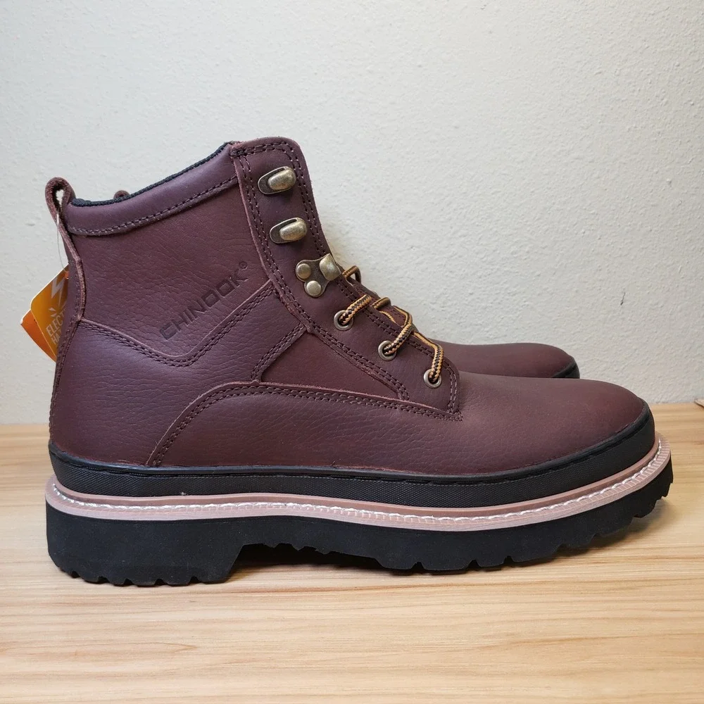 Chinook Mens Size 13 Workhorse II Leather Work Boots Brown Electrical Hazard NEW